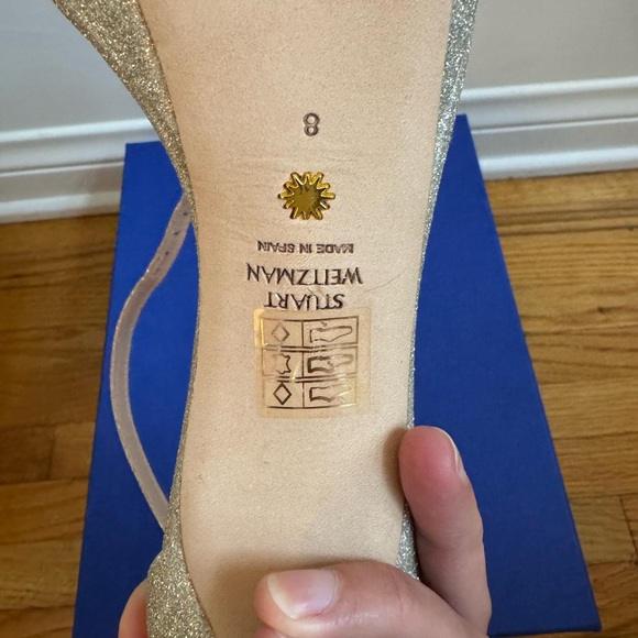 Stuart Weitzman gold platform nudist sandal NWT size 8 - Picture 6 of 8